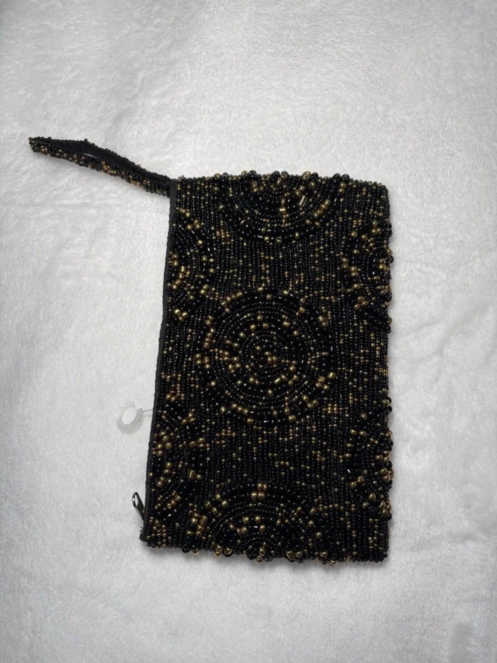Beaded Wristlet Clutch - Black & Gold
